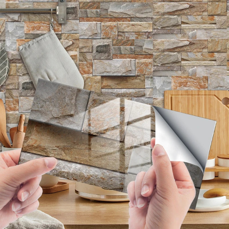 Wall Stickers Home Renovation Crystal Tiles Self-adhesive Flooring Kitchen Oil Resistant Decorative Tiles Material PVC Oasis Select
