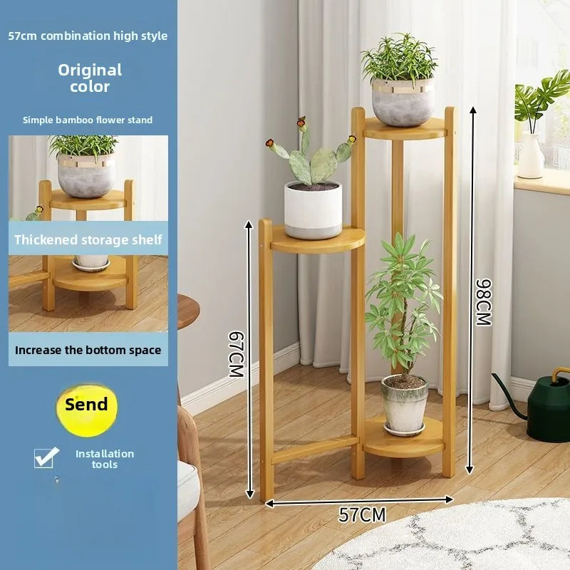 Flower rack Floor-to-ceiling multi-layer succulent bamboo rack Flower rack Pot rack Oasis Select ZG- primary