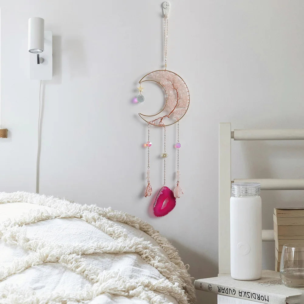 Sun Catcher Decorative Rainbow Natural Wind Chime Room Balcony Sunlight Capture Dream Catcher Crushed Stone Pendant Gift Oasis Select powder