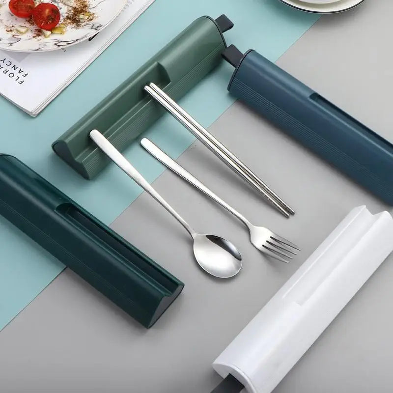 Travel Utensils Set made of 304 Stainless Steel; Reusable Flatware for Camping; Includes Spoon, Fork, Chopsticks, and Case Oasis Select