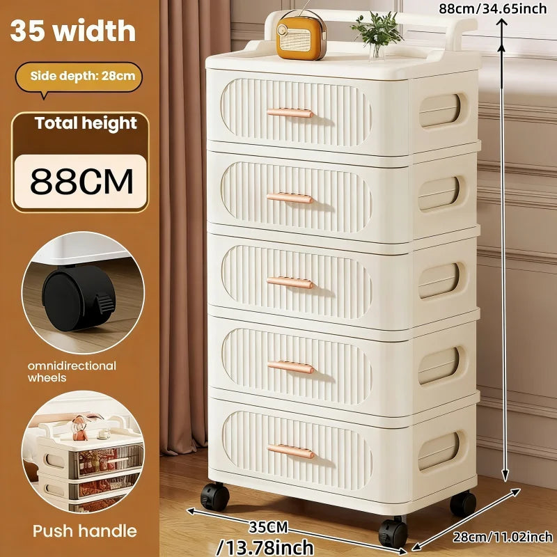 Drawer-style storage cabinet - A household portable storage unit for storing snacks and miscellaneous items in multiple layers. Oasis Select 35cm-5 layers-white