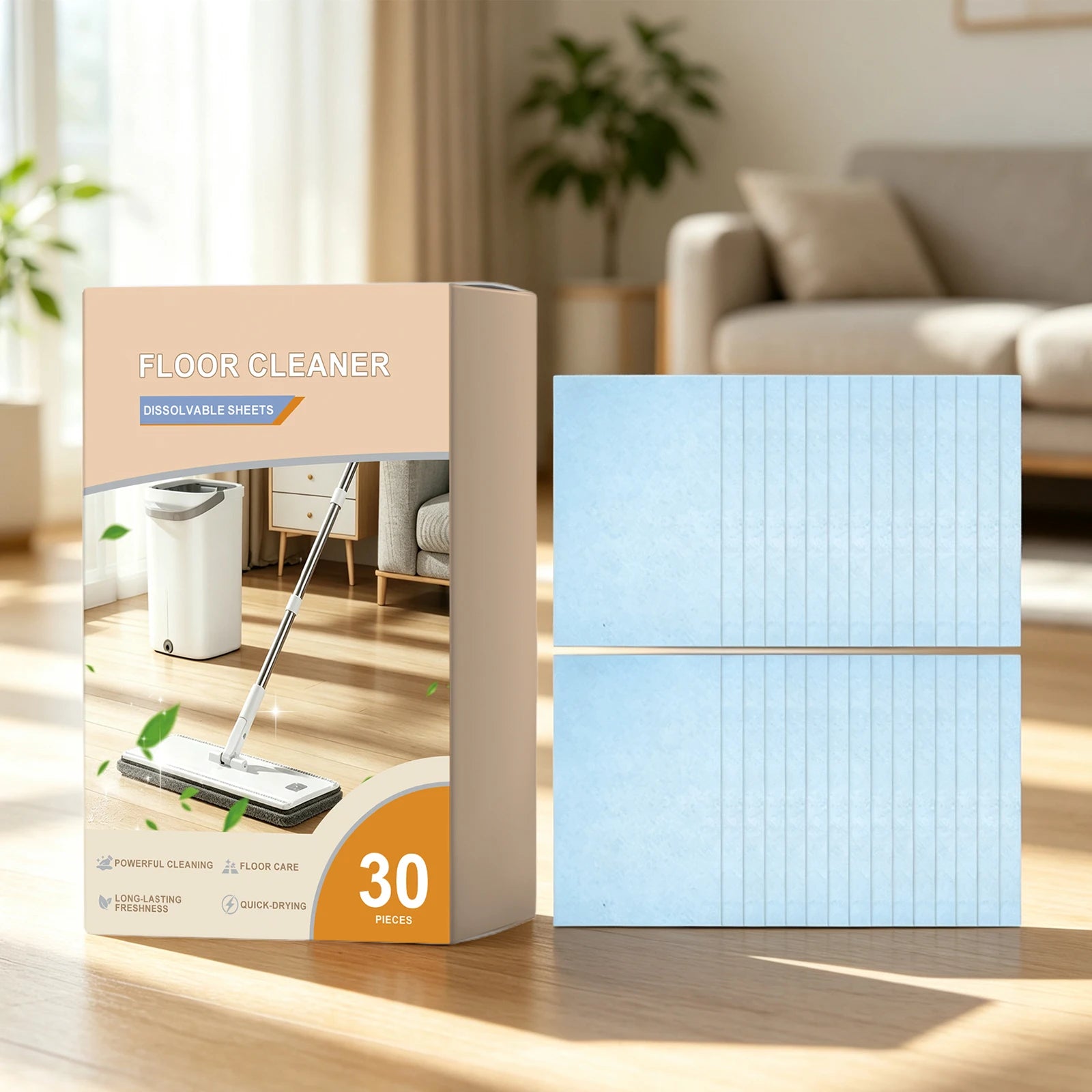 Floor Dissolvable Cleaning Sheets Deep Stain Removal Quick Dry Restore Gloss for Tile Hardwood Household Floor Cleaner Sheets Oasis Select