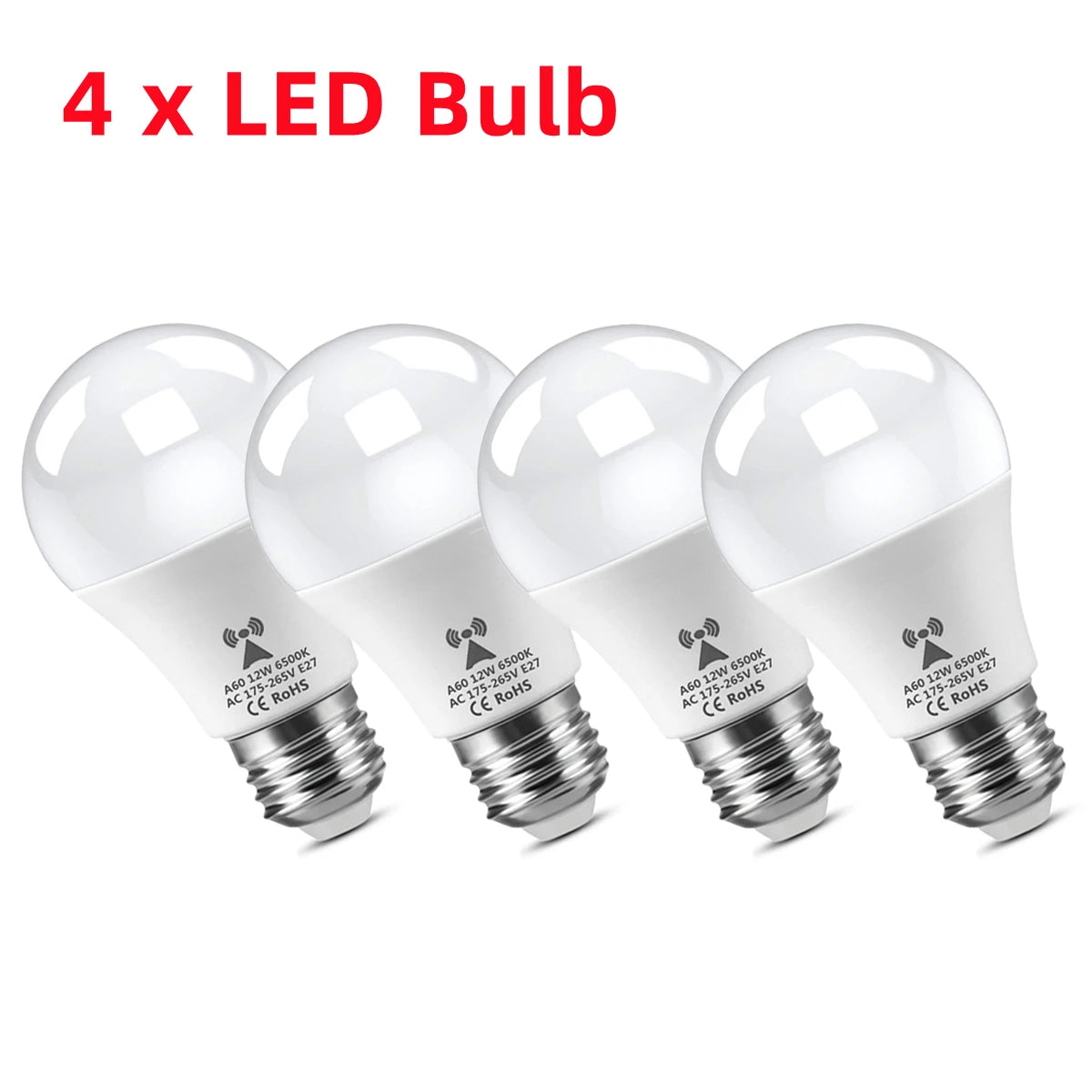 2-10Piece E27 Radar Induction LED Bulb 220V Radar Motion Activated Lamp Auto ON/OFF Built-in Radar/Light Sensors For Patio Stair Oasis Select 4PCS LED Bulb 12w