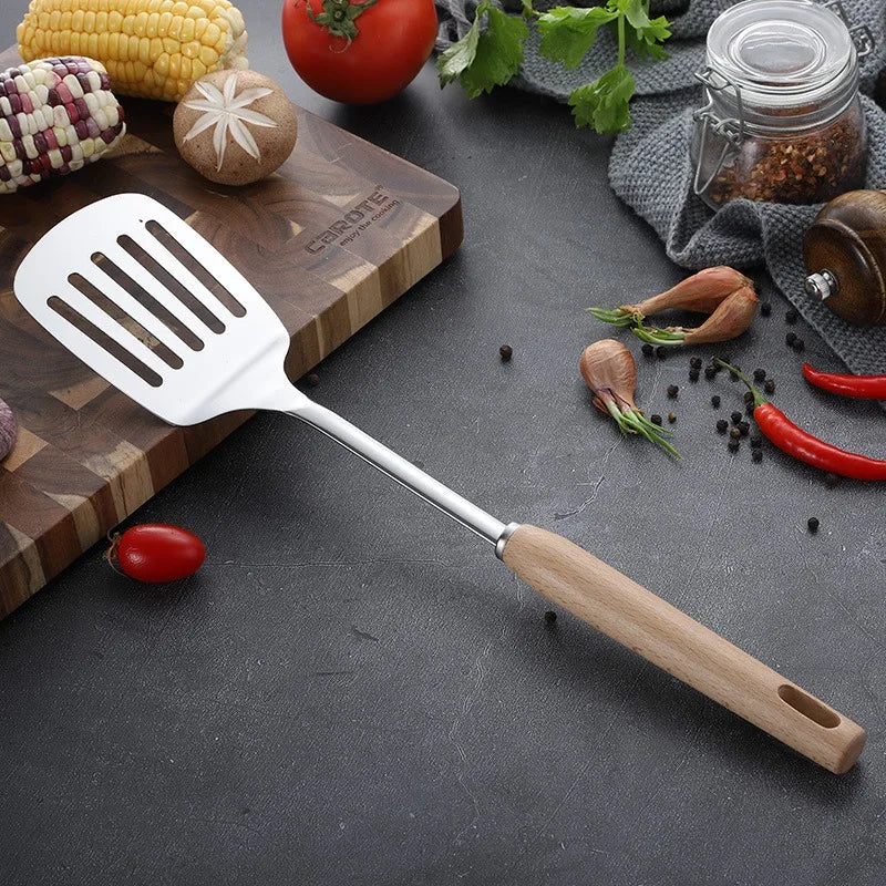 6-Piece Wooden Handle Stainless Steel Kitchen Utensil Set Kitchen Utensil Set Oasis Select 04