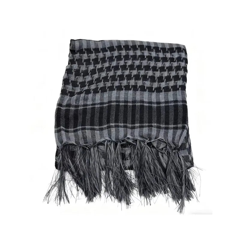 1/2pcs Men Women Scarf Plaid Tartan Lightweight Cotton Keffiyeh Scarf For Winter Square Shawl Scarf Tactical Neck Warmer Cover Oasis Select 1pcs Grey