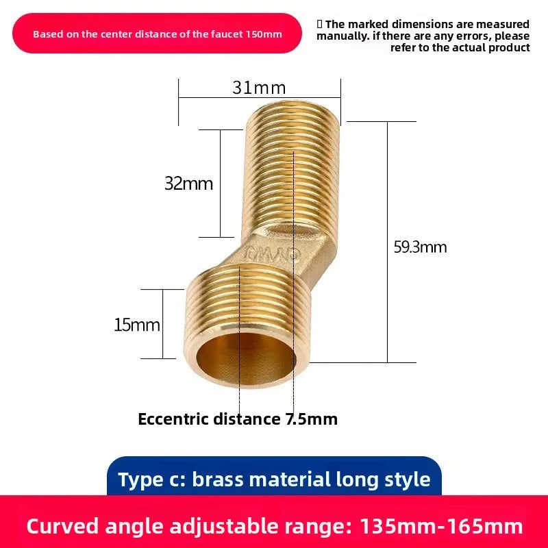 360 Degree Adjustable Faucet Angled Curved Foot Eccentric Screw Corner Tap Adapter Kitchen Accessories Oasis Select 1PCS I