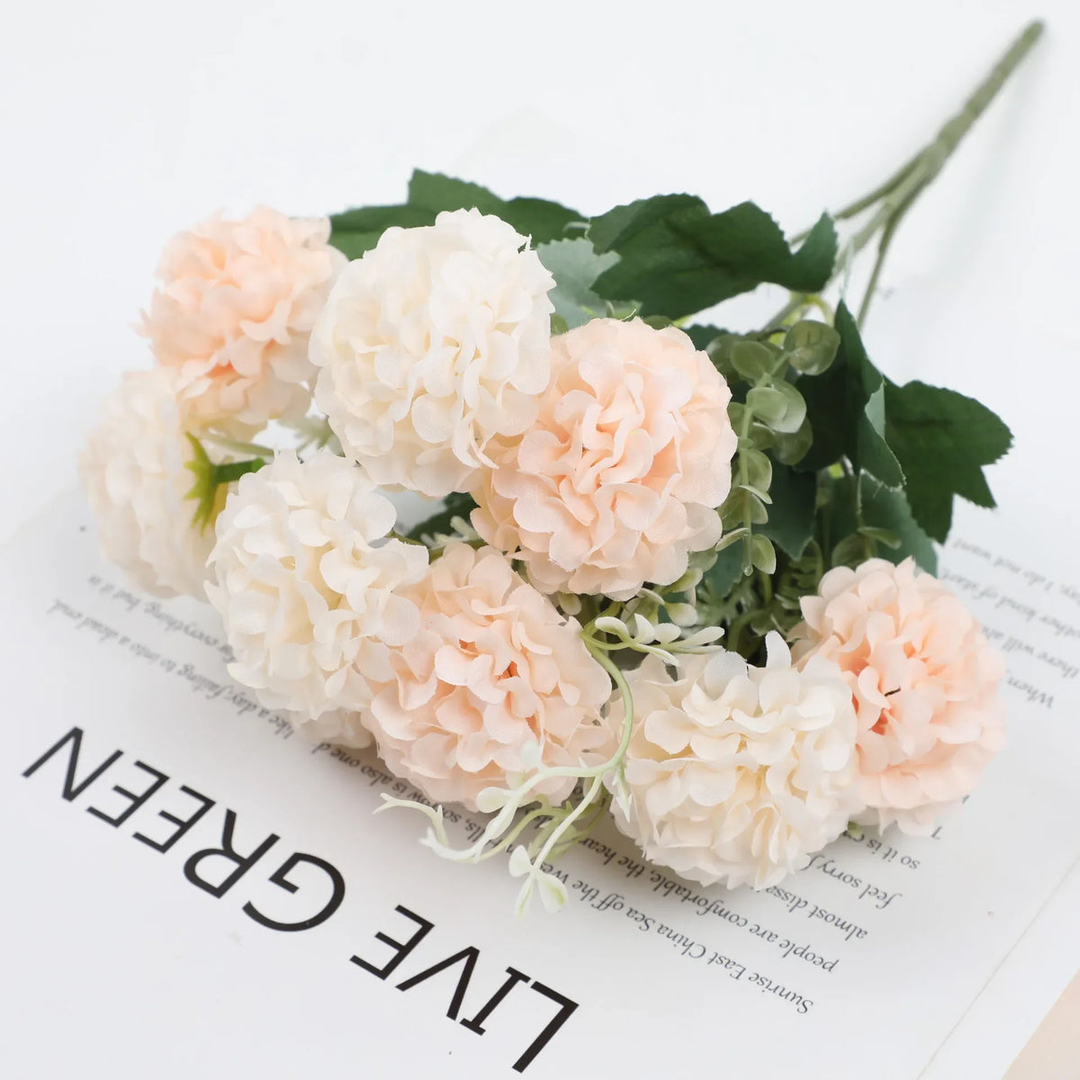 Silk Peony Hydrangea Artificial Flowers for Wedding Bouquet Home Decoration Fake Rose Plants Table Centerpiece Accessory Oasis Select D4