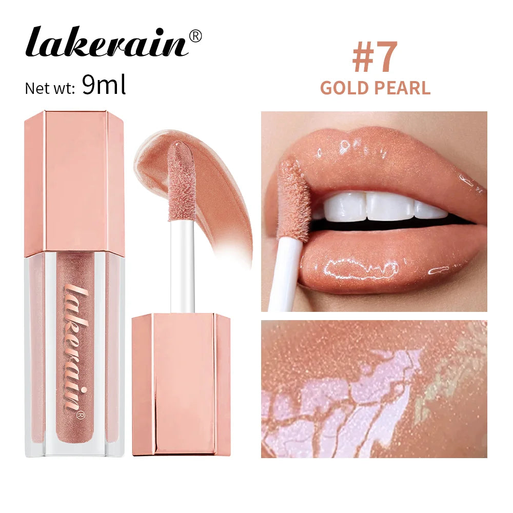 Diamonds Glitter Gloss Universal Lip Luminizer 8 Colors Lip Gloss Non-sticky Moisturizing Plumper Long Lasting Glitter Liquid Oasis Select 7 gold pearl