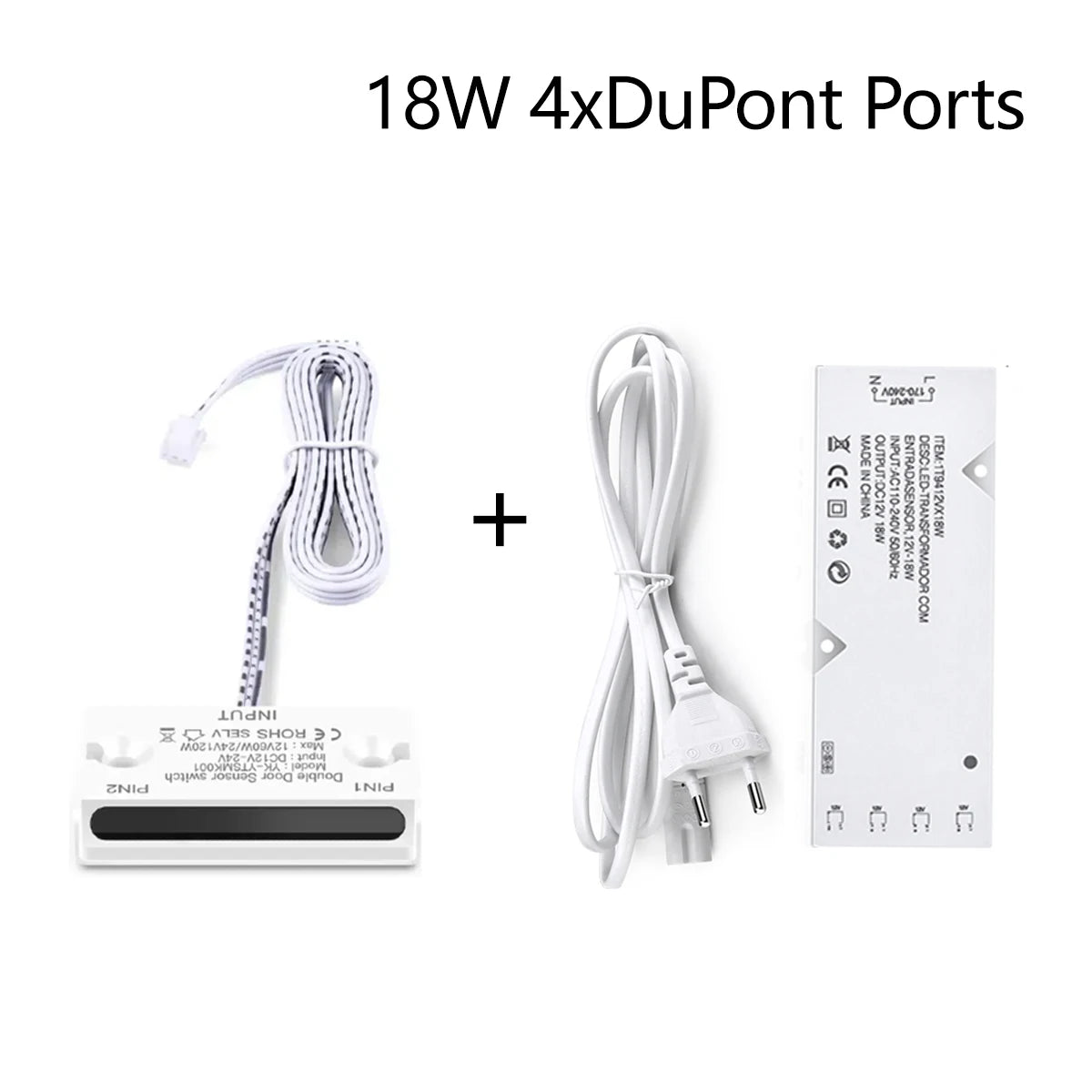 LED Supply Converter DC12V Lighting Drivers Transformer with 4-10PCS Dupont Ports,Door Double Side Proximity Sensing Swtich Oasis Select 18W-4 DuPont Ports US Plug