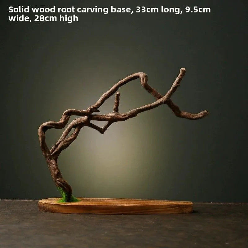 Natural Solid Wood Root Carving Decoration Creative Home Living Room Decoration Crafts Weathered Wood Root Zen Decoration Oasis Select E