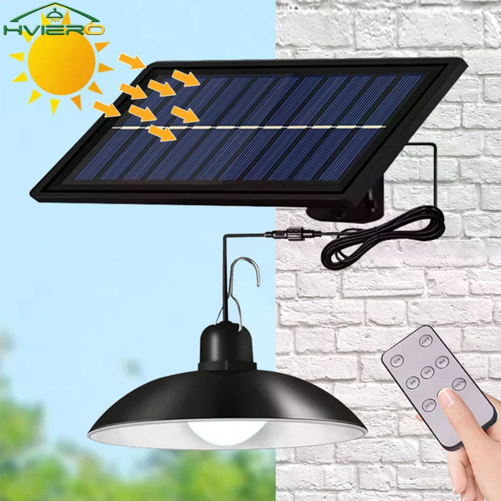Solar Outdoor Chandelier LED Retro Pendant Light | Remote Control