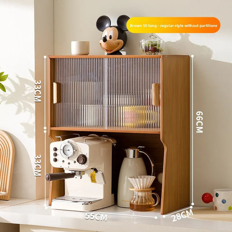 Cup storage rack desktop dining side coffee machine kettle storage cabinet multi-layer dustproof water cup tea set cup holder Oasis Select Brown 55
