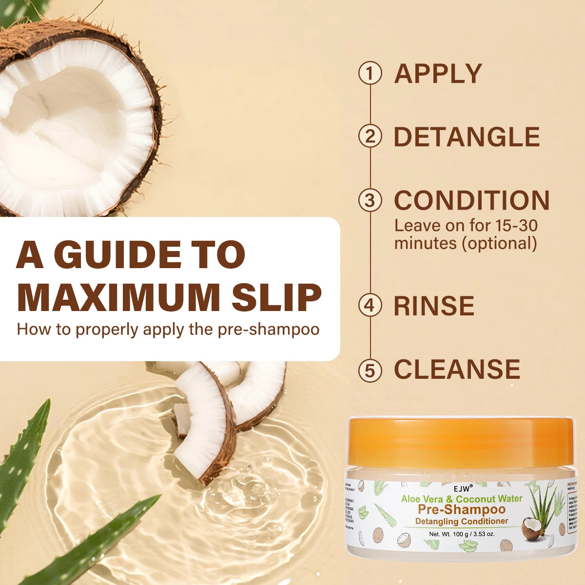 Pre-Shampoo Detangler with Aloe & Coconut | Pre-Poo Treatment Pre-Shampoo Treatment Oasis Select