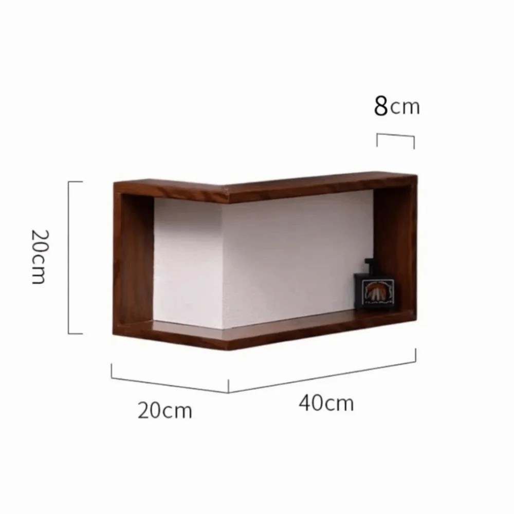 90° Corner Floating Wall Shelf – Bamboo Wood Display Storage