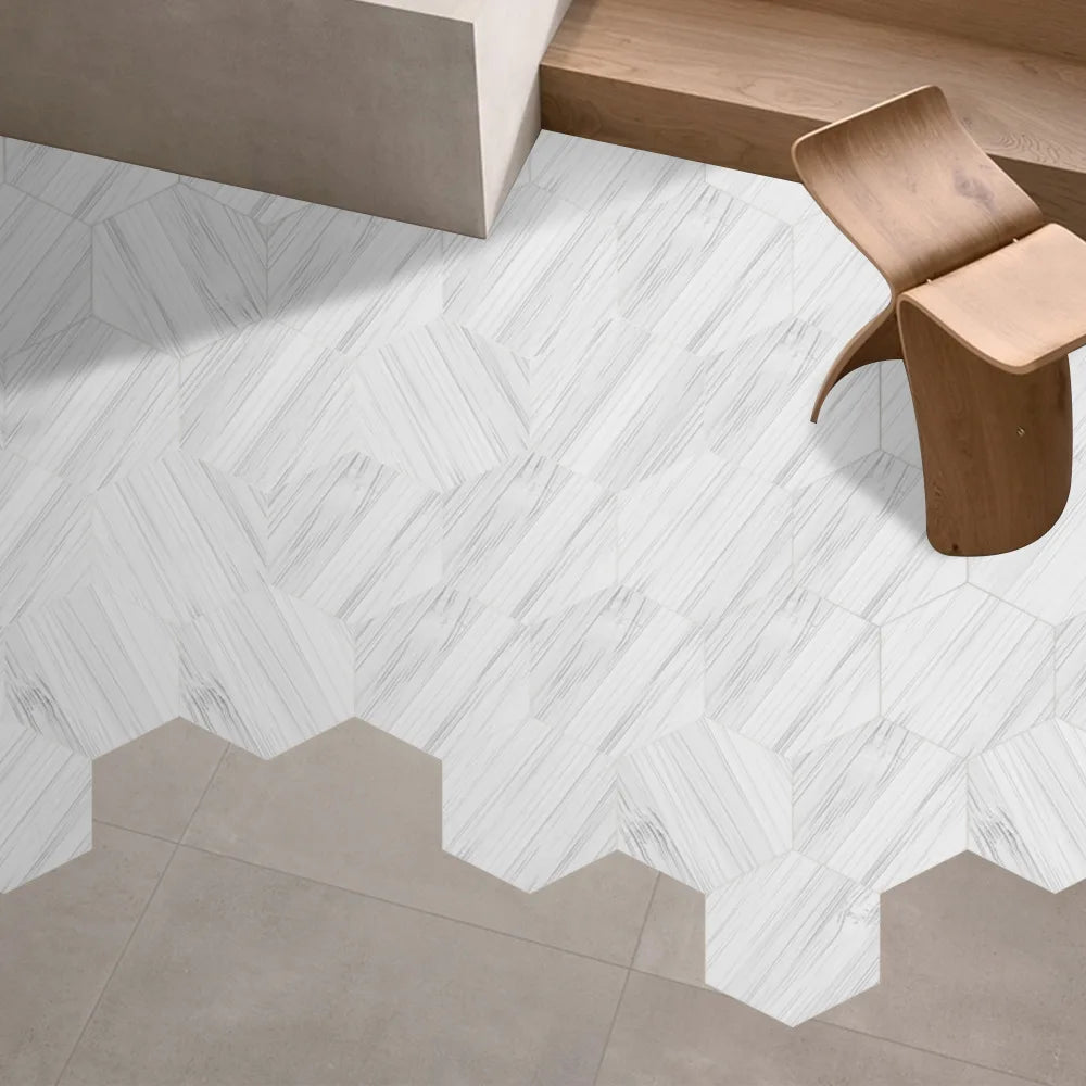 Stereoscopic simulation hexagonal imitation wood grain self-adhesive ceramic tile decorative anti-skid laminated floor tile Oasis Select