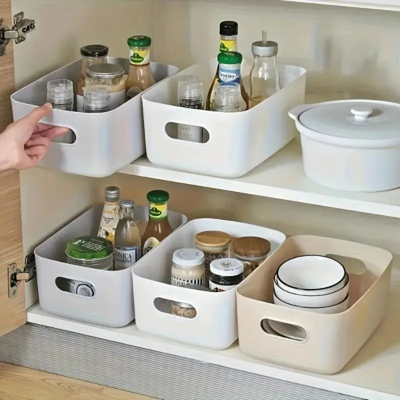 5pcs Stackable Storage Box Rectangular Plastic Organizer Containers Durable Reusable for Kitchen Bathroom Dorm Essentials Oasis Select