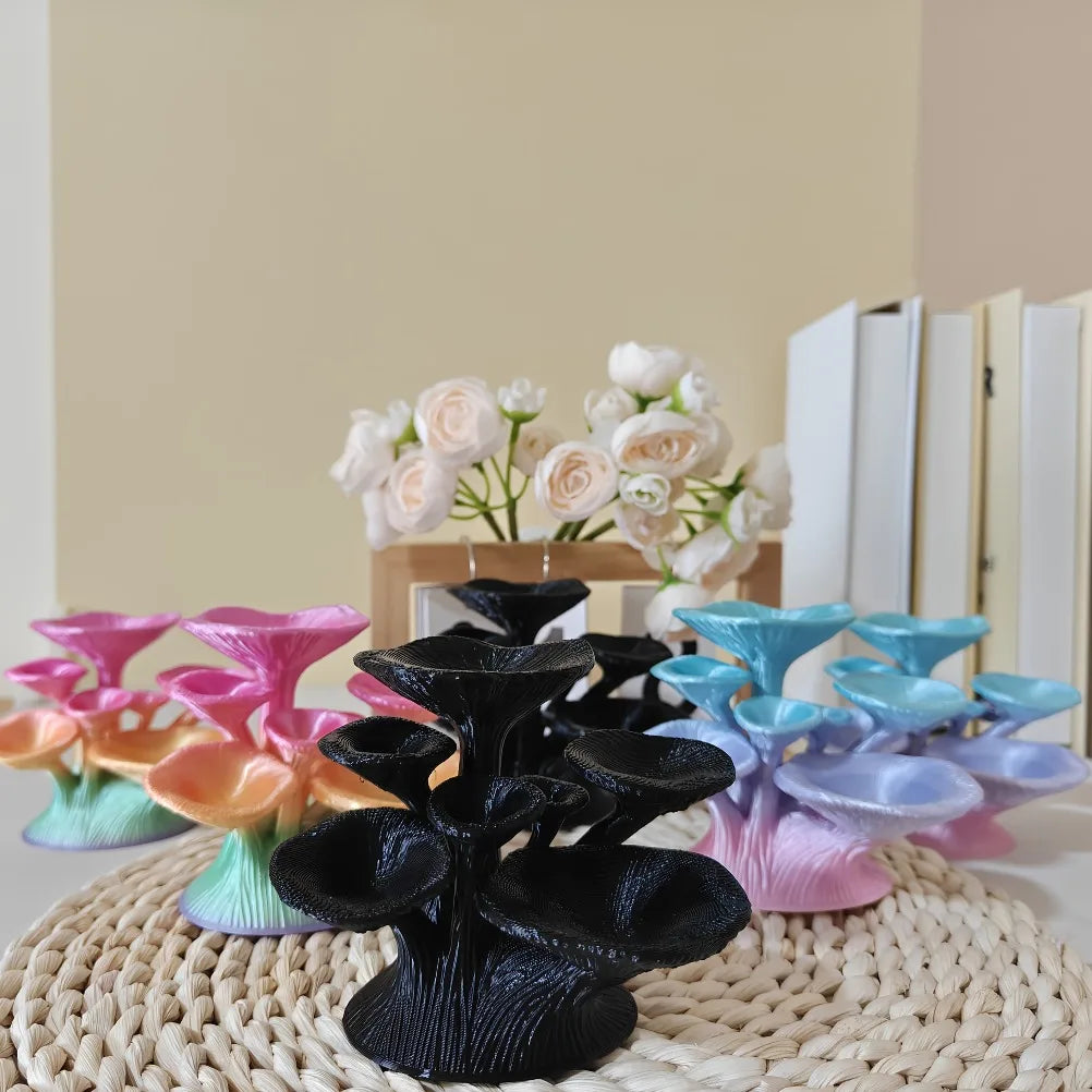 3D Mushroom-Shaped Jewelry Display Stand Necklaces Bracelets Earrings Tray Black Plastic Tabletop Decorative Accessory Tray Oasis Select
