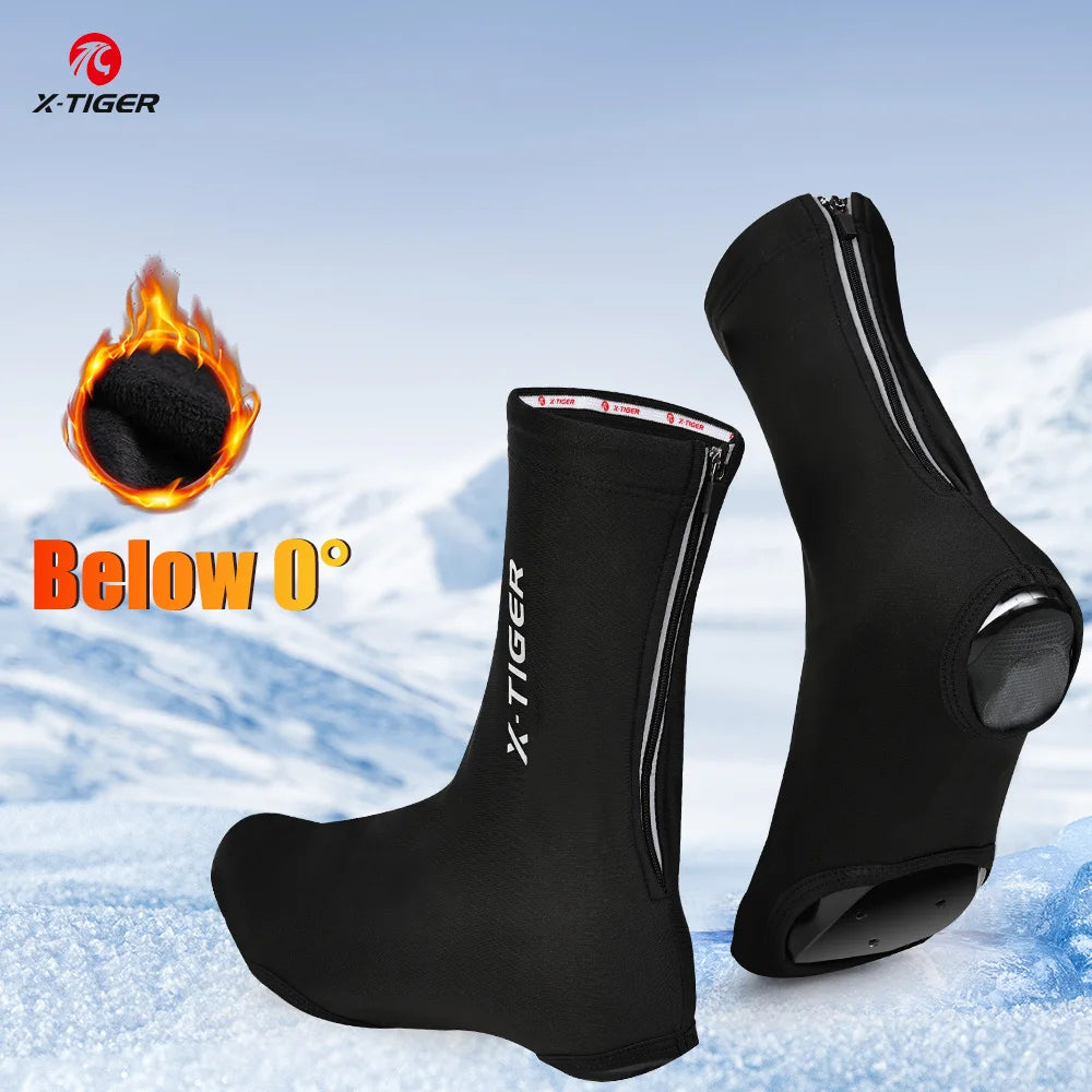 X-TIGER Winter Cycling Shoe Cover Fleece Warm Mountain Bike Overshoes Windproof Unisex Road Bicycle Shoes Cover Oasis Select