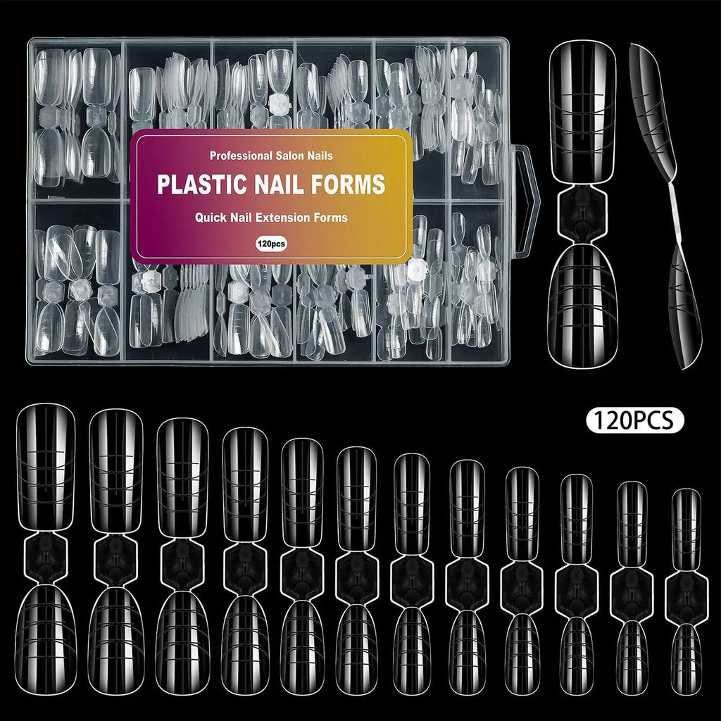 120pcs Reusable Nail Extension Forms | 12 Sizes Builder Molds Nail Extension Forms Oasis Select