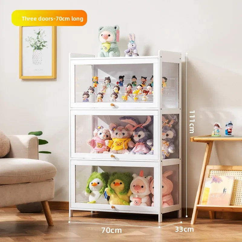 Showcase Figure Lego Showcase Up to building block Storage box Household toy model Storage rack Display shelf Oasis Select White three doors 70