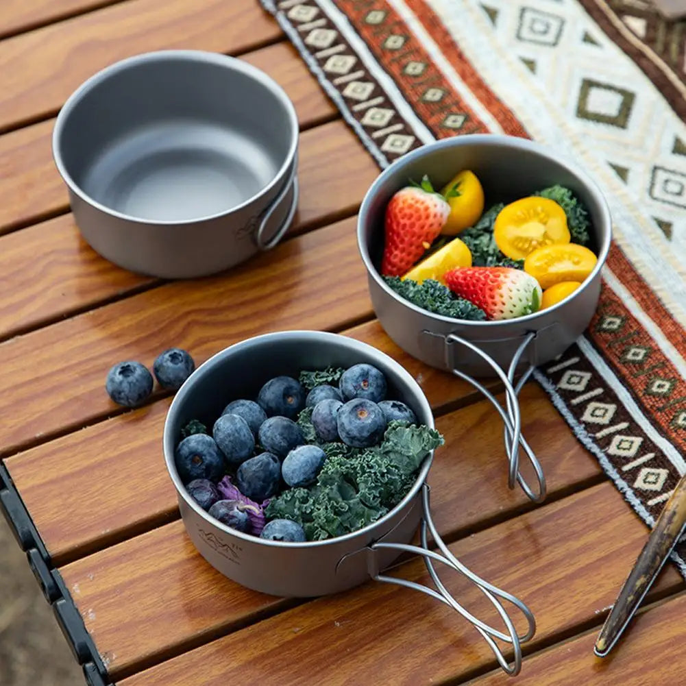 Titanium Camping Cookware Set Ultralight Pot Pan Bowl with Handle for Backpacking Hiking Outdoor Picnic Cooking Utensils Oasis Select