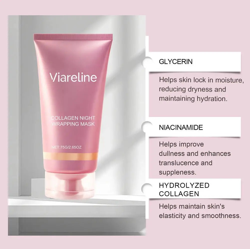 Collagen Night Peel Off Mask Cleansing Pores Reduces Facial Skin Sag Dullness Deep Hydrating Overnight Moisturize Wrapping Mask Oasis Select