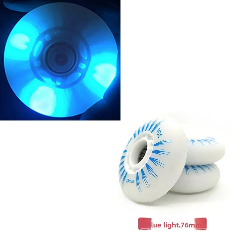 4PCS Luminescent Wheels Flash Inline Skate 90A LED Wheels Flash Roller Skates 68mm 72mm 76mm 80mmMulti-Specification Multi-Color Oasis Select 4pcs blue 70MM
