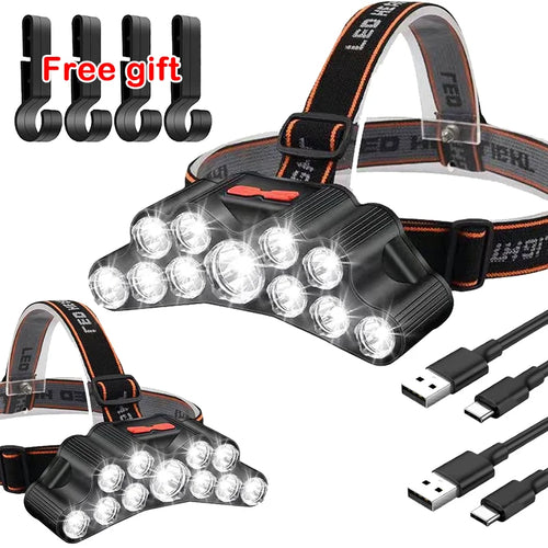 11 LED USB Rechargeable Headlamp | Built-in 18650 Battery Rechargeable Headlamp Oasis Select