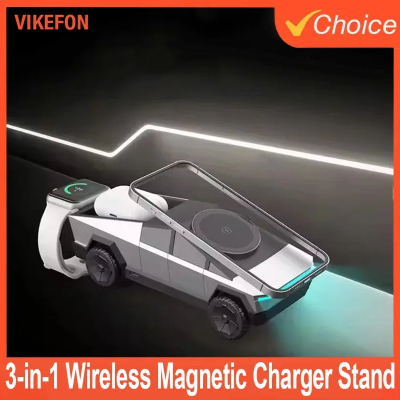 Fast Wireless Charger Car Dashboard Stand Magnetic For iPhone 16~12 Samsung Galaxy S24 S23 iWatch Galaxy Watch Buds AirPods Pro Oasis Select