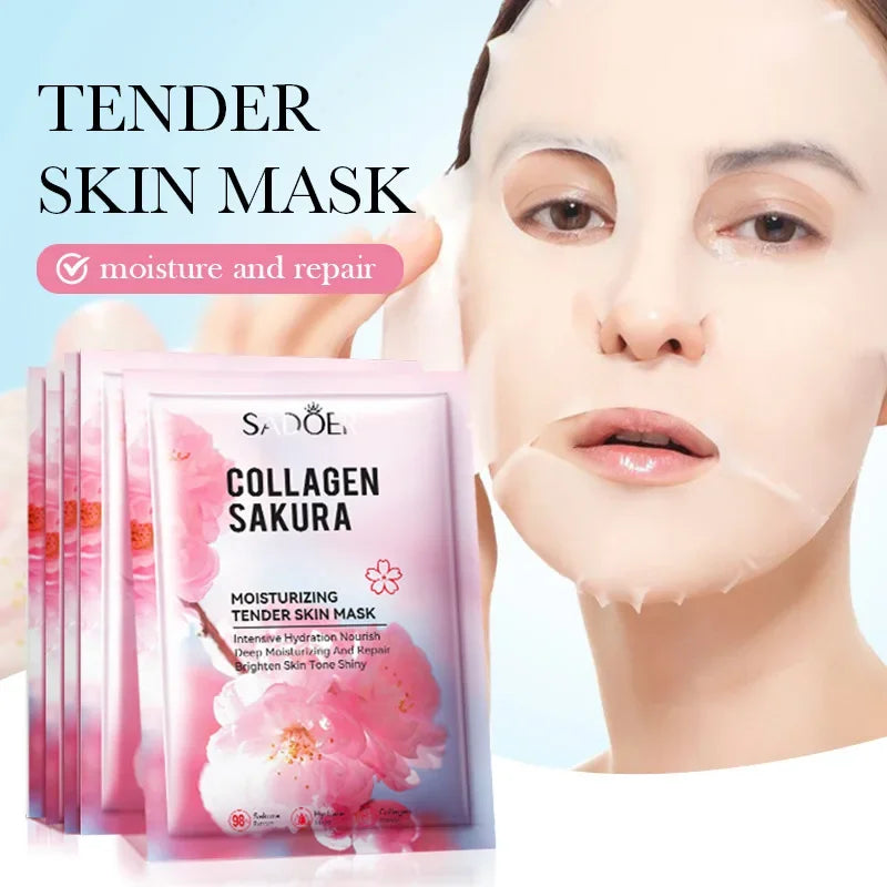 Sadoer Sakura Collagen Sheet Mask – Hydrating & Brightening Face Sheet Mask Oasis Select
