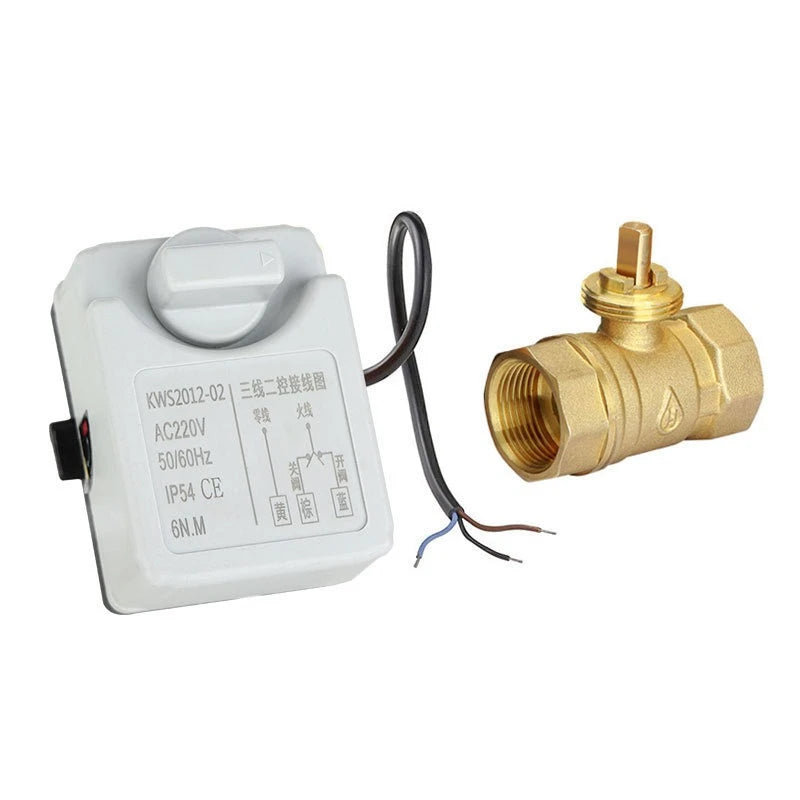 Brass Electric Ball Valve AC220V 1/2 "3/4" 1 "1-1/4" 1-1/2 "waterproof Bidirectional Electric Ball Valve Double Control T/L Type Oasis Select