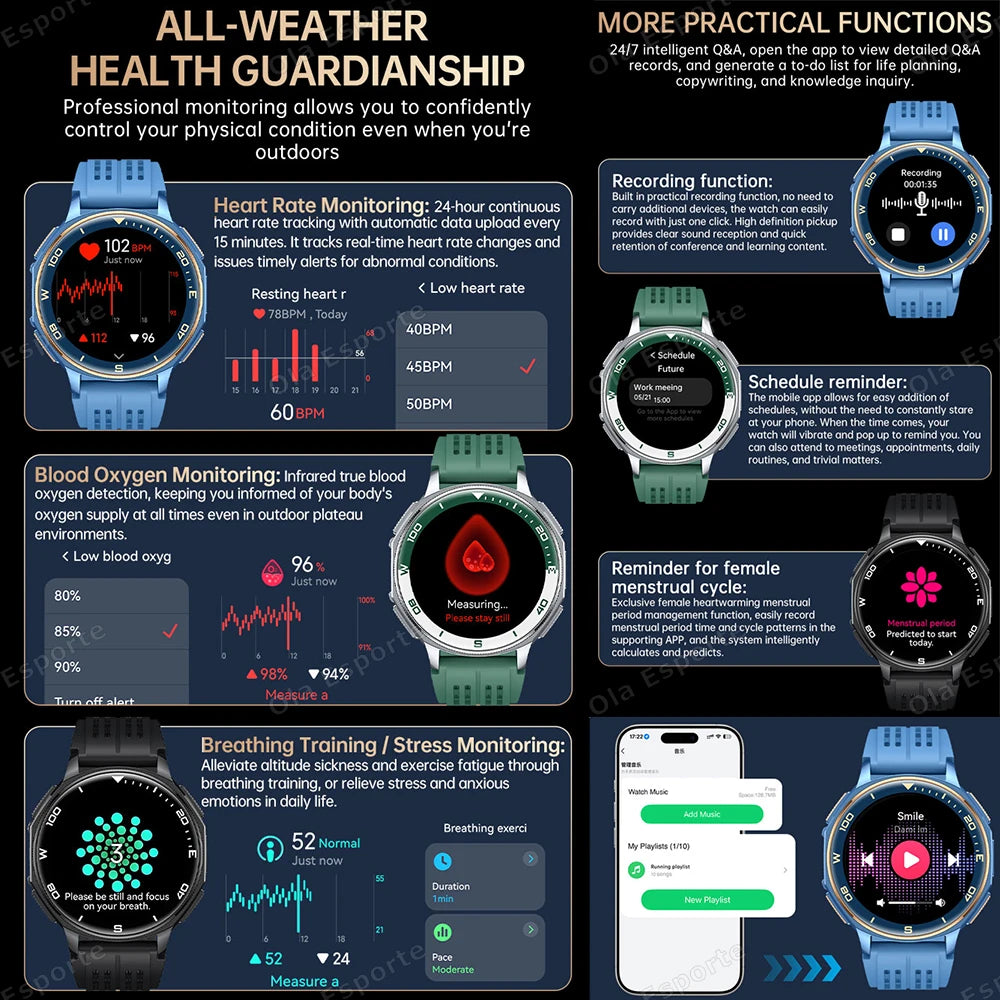 Ola Esporte GPS Smartwatch – AMOLED, 3ATM, 500mAh Battery
