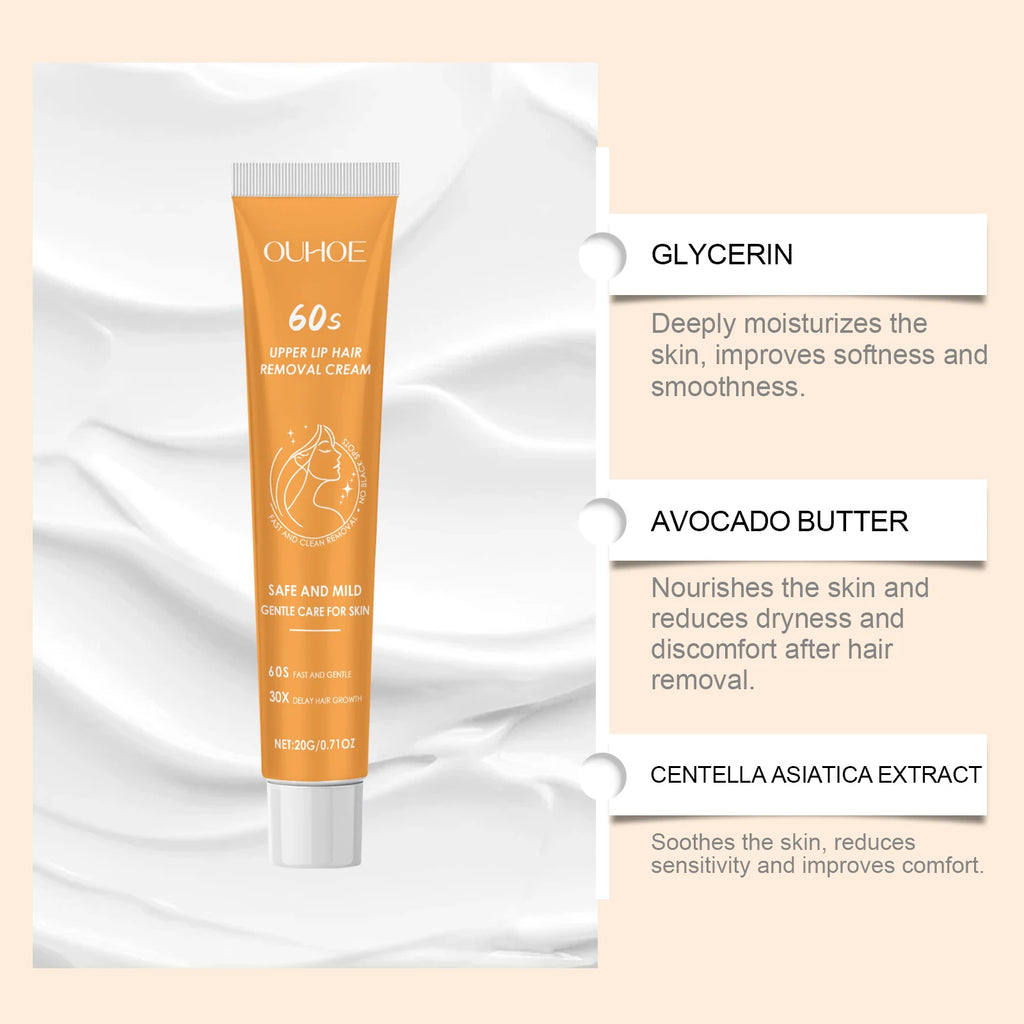 Ouhoe Hair Removal Cream – Fast Gentle Lip & Underarm Depilatory Hair Removal Cream Oasis Select