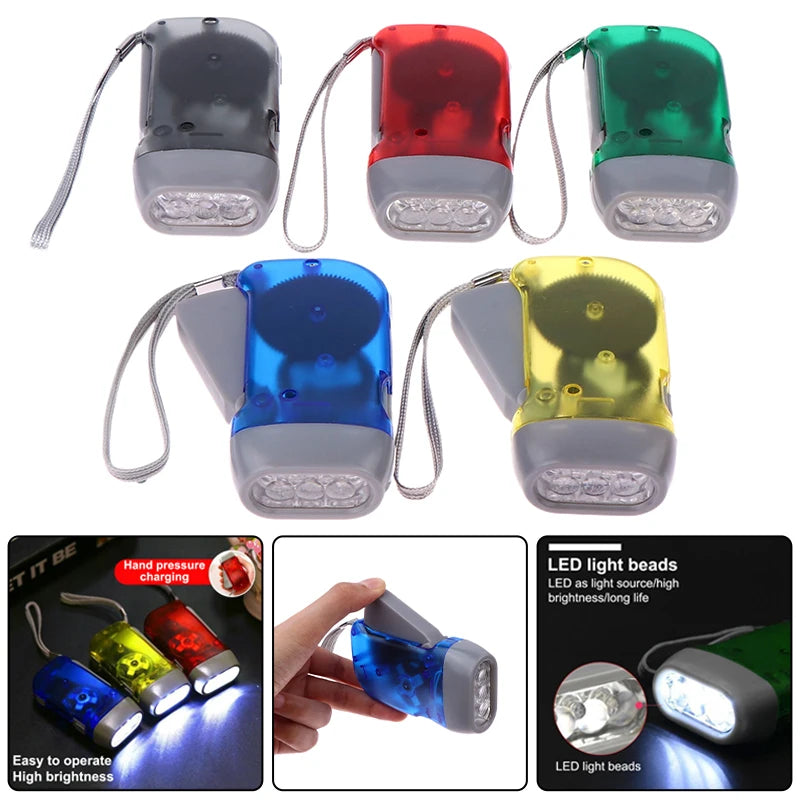 Hand Crank Dynamo LED Flashlight – Battery-Free Mini Torch