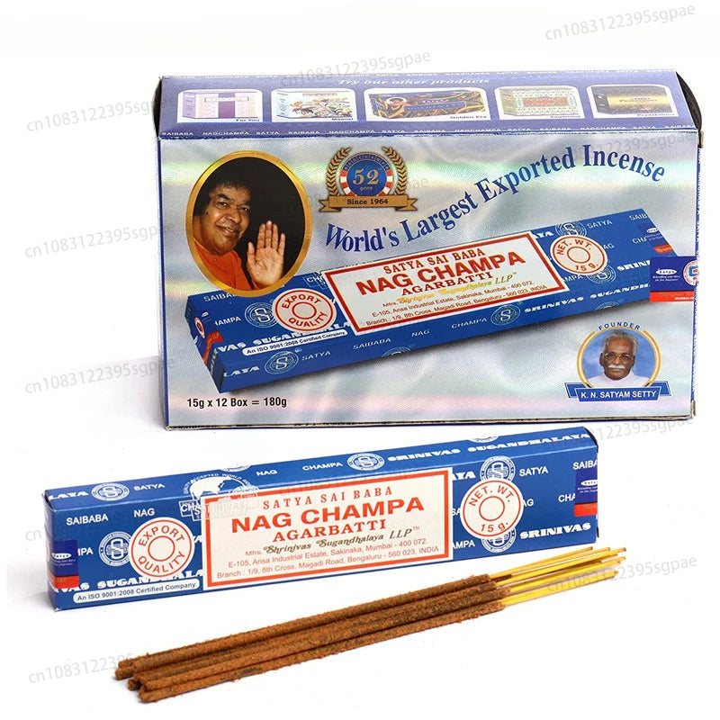 12Boxes Satya Incense Sticks 15g/Box,Home Fragrance Handmade Multiple Mixed Flavors 4Box Super Hit&4Box NATURAL&4Boxes NAGCHAMPA Oasis Select