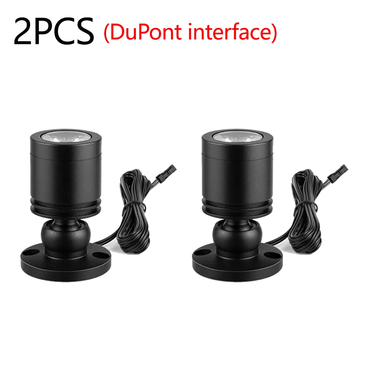 Mini 12V Spot Light 3W 360° Swivel Aluminum Small Spotlight Storage Collection Display Cabinet Decor Lighting,DuPont interface Oasis Select 2pcs Black Shell Warm White