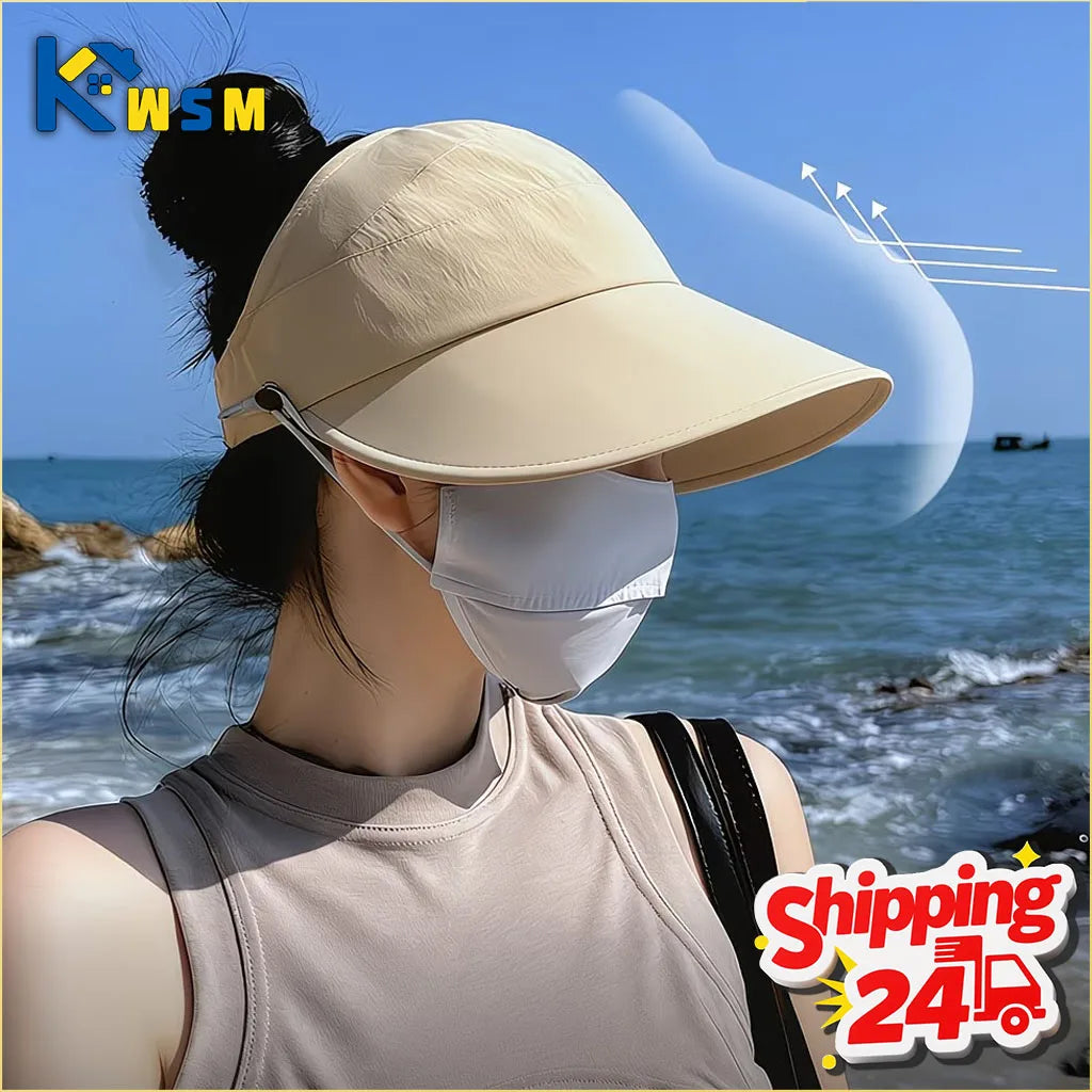1-5PCS Women‘s Summer Sun Protection Hat Visor Face Cover Bucket Cap Korean Style Baseball Hat for Outdoor Beach Travel Oasis Select