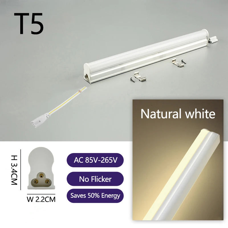 Kitchen Efficient Lighting LED Tube 85V-265V Energy T5 Aluminum Lamp for Replacement Fluorescent Tube for Hotel Garage,Non-glare Oasis Select NeutralWhite No Plug 15w 1 Piece
