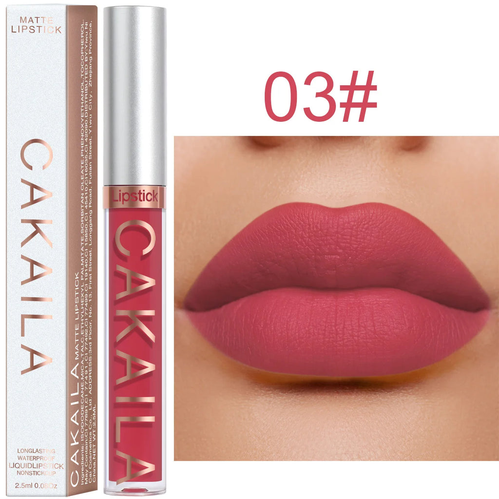 1 Pcs Waterproof Lip Gloss Lipstick Set - Nude, Dark Brown & Matte Red Shades, Long-Lasting 24-Hour Wear, Suitable for All Skin Oasis Select 03