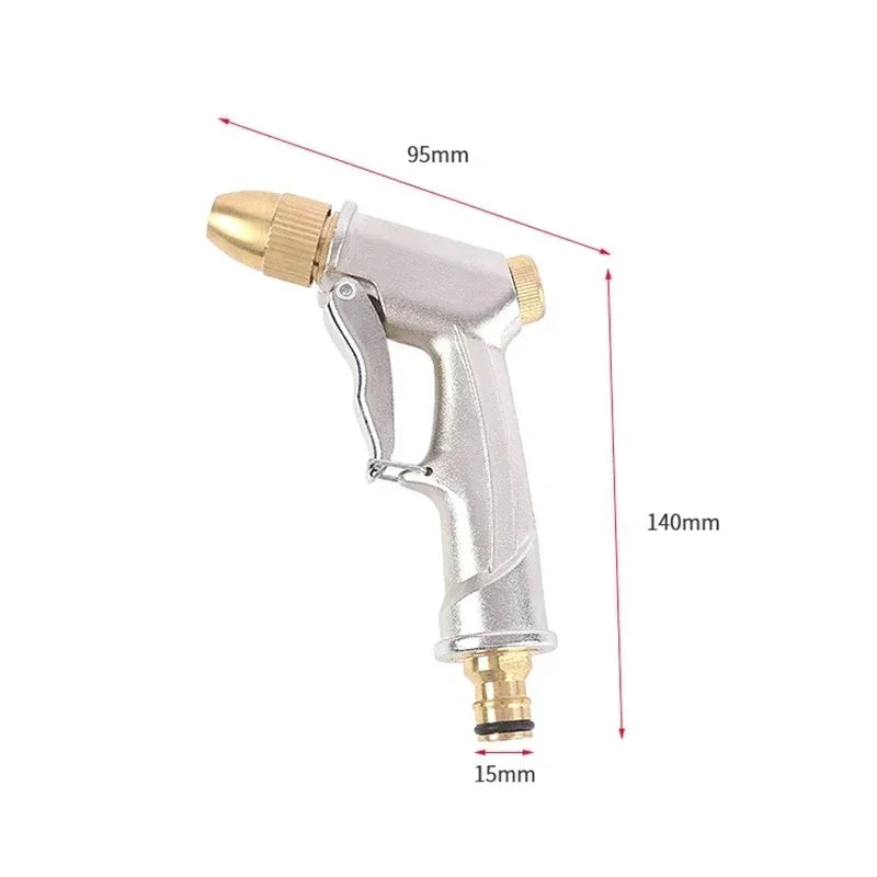 Copper Plated Aluminum Alloy Frosted Electroplating Household Car Wash Gun Nozzle Watering Garden Tool High-pressure Water Gun Oasis Select water gun