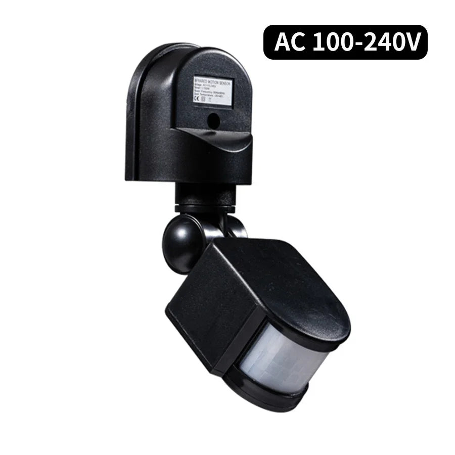 110-240V PIR Motion Sensor 12V Automatic Infrared Light Sensor Movement Detector Outdoor LED Light Switch Human Presence Sensor Oasis Select Black AC100-240V