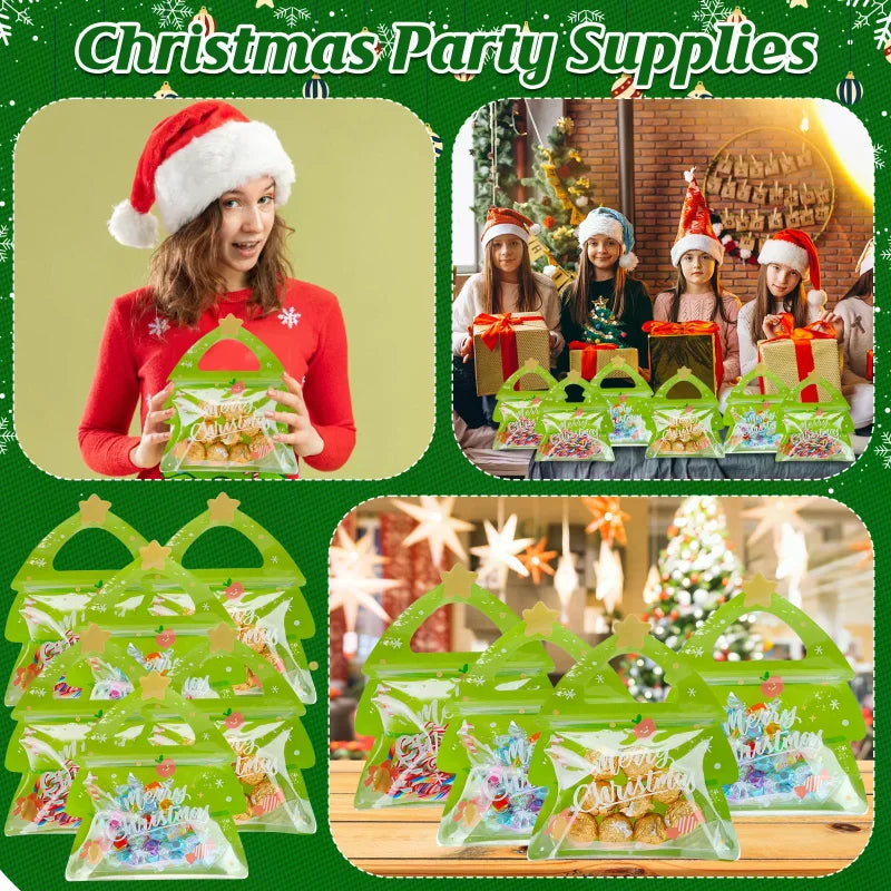 30Pcs Christmas Treat Bags, Elk Ziplock Goodie Bag, Resealable Xmas Tree Gift Bags, Elk Shaped Clear Cute Ziplock Bag For Candy, Oasis Select