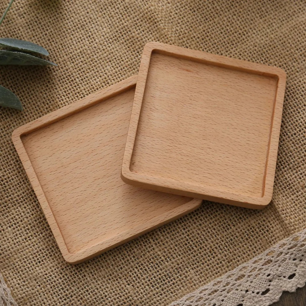 Wood Bamboo Coasters | Heat-Resistant Tea & Coffee Cup Mats