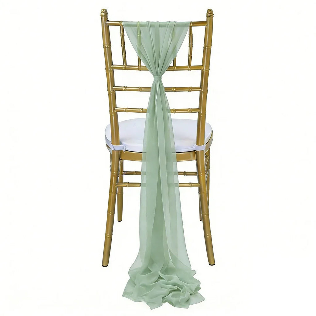 Wedding Chair Sash Beauty Tulle Polyester Streamer Hotel Banquet Decoration Chair Cover Tie Ribbon Bow Oasis Select Gray Green