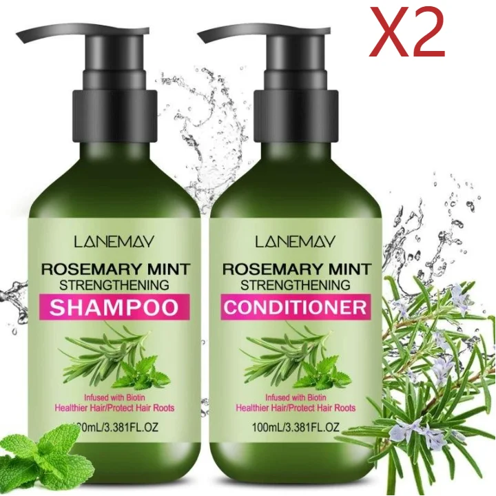 2/4PCS Rosemary Mint Strengthening Shampoo and Conditioner Set, Moisturizing with Rosemary Extract for Healthier, Stronger Hair Oasis Select 2SETS