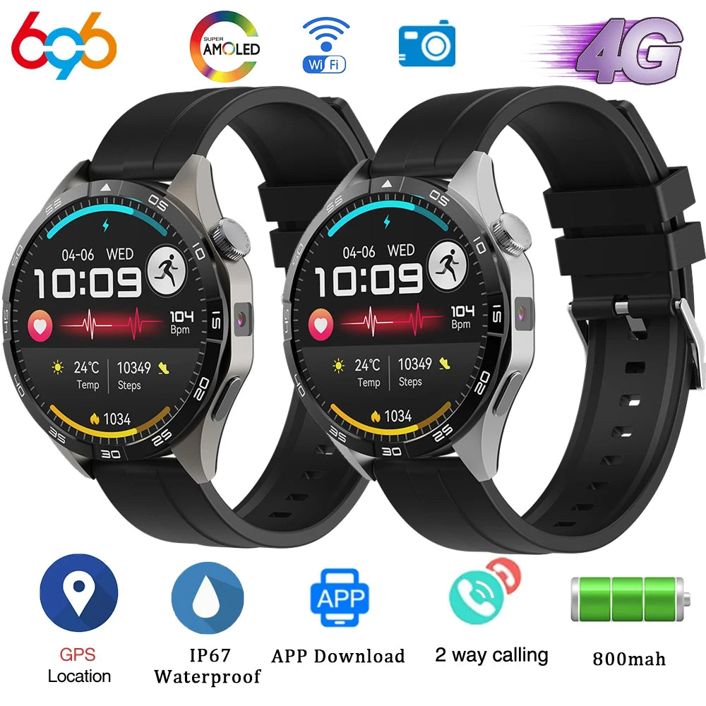 AMOLED Screen 4G Call Smart Watch Men Women APP Download GPS Smartwatch 200W HD Camera Sports Fitnes Waterproof Music Health Oasis Select