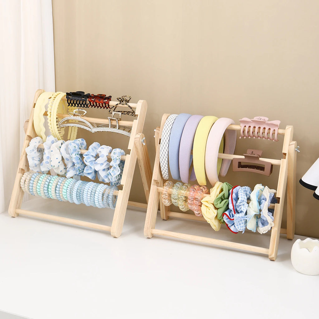 1pc Wooden 3-Layer/4-Layer Hair Accessory Organizer Suitable for Hair Bands, Hair Ropes, Clamps, Bracelets Storage Racks Oasis Select