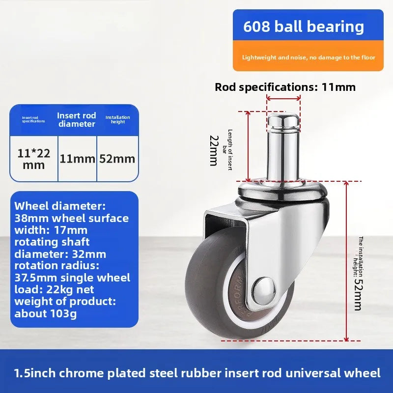 4PCS Casters Wheels 2 inch Heavy Duty Swivel Soft Rubber Roller with Brake for Platform Trolley Furniture Wheels Oasis Select 4pcs 1.5inch G