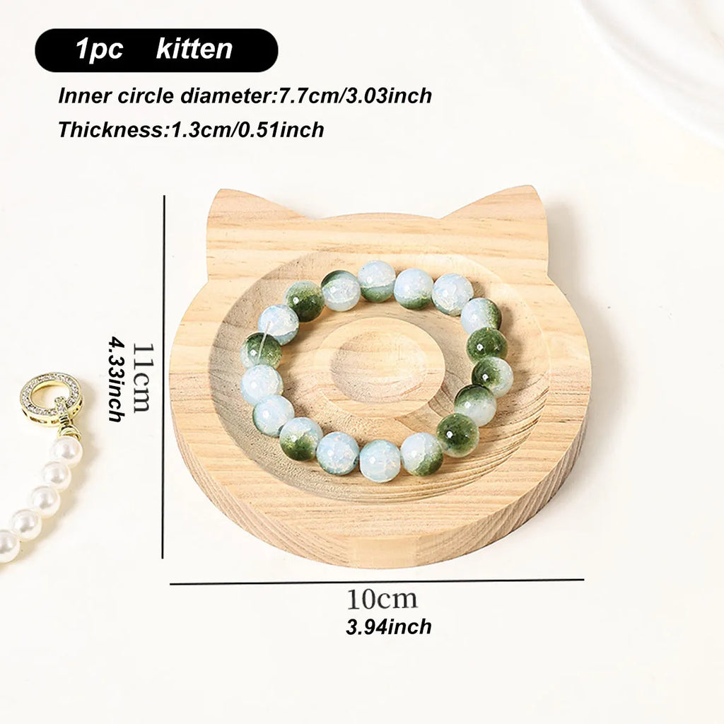 1pc Wooden Jewelry Display Tray, Bracelet and Bead Decoration Tray Bracelet and Bracelet Display Rack, Handicraft Tray Oasis Select 1pc - kitten