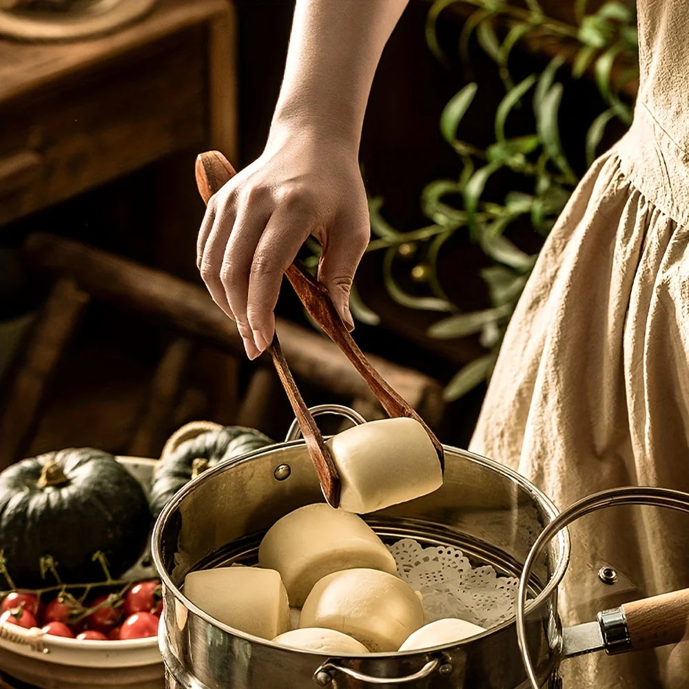 Wooden Tongs High-Temperature Resistant Tea Bag Clips Steak Fruit Bread Cooking Tool Handling BBQ Toaster Bacon Sugar Ice Tong Oasis Select